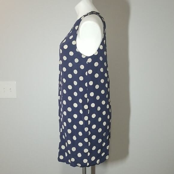 Joie 100% Silk Navy Blue Polka Dot One-shoulder dress - Picture 3 of 8